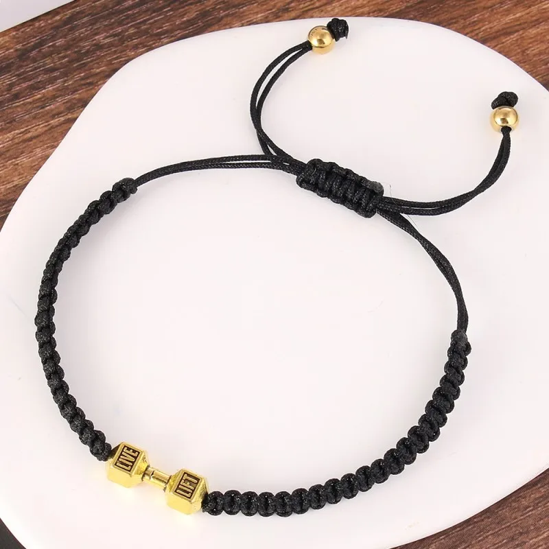 (dourado) Pulseira Energética Para Exercícios Físicos, Tecida À Mão, Pulseira De Halteres Para Casais.