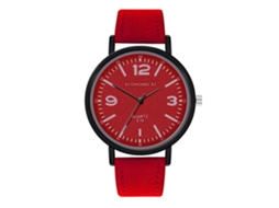 Relógio de Pulso Casual para Mulheres e Homens com Pulseira de Couro Pu e Movimento de Quartzo (vermelho)