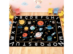 Tapete de salto Chrui - Alfabeto ABC no Espaço Sideral, Educativo e Lavável - 50*80cm - Preto