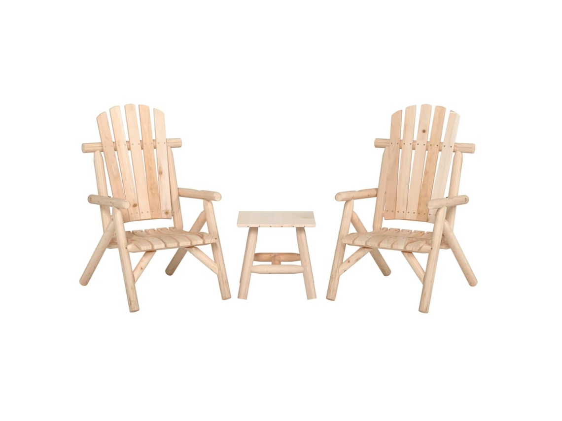 Vidaxl 3 Pcs Conjunto Lounge De Jardim Madeira De Abeto Maciça