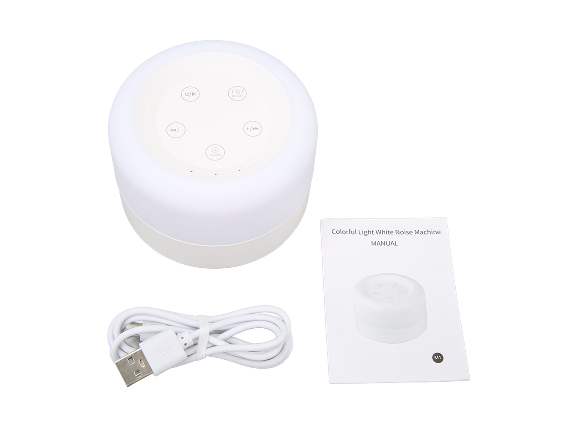 Primerox máquina de Ruído Branco com Luz Noturna Recarregável Usb 10 Sons Naturais e 2 Berçários