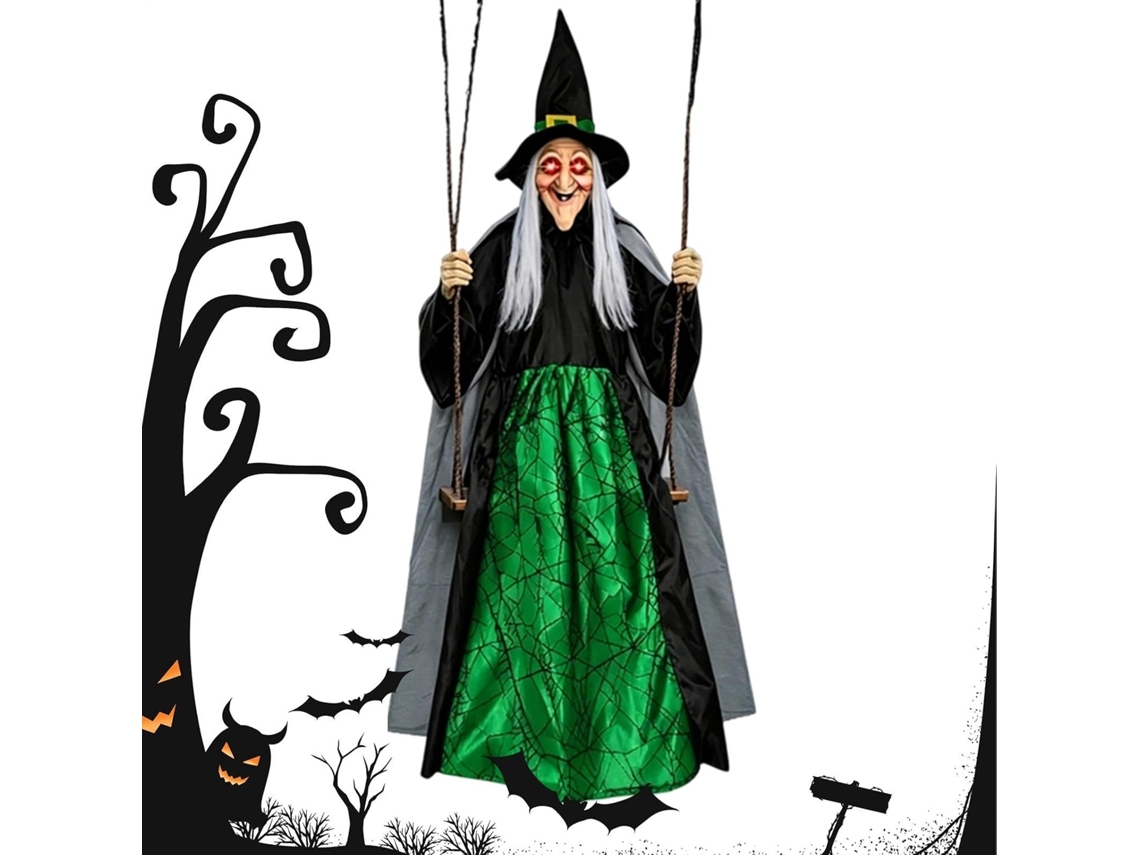 Bruxa Balançando Para Decoração De Halloween, Tamanho Real De 1,8 M, Para Uso Externo.
