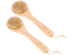 Escova Esfoliante Corporal Seca Veemoon De 2 Peças Com Cerdas Javali E Cabo Para Uso No Chuveiro Na Banheira