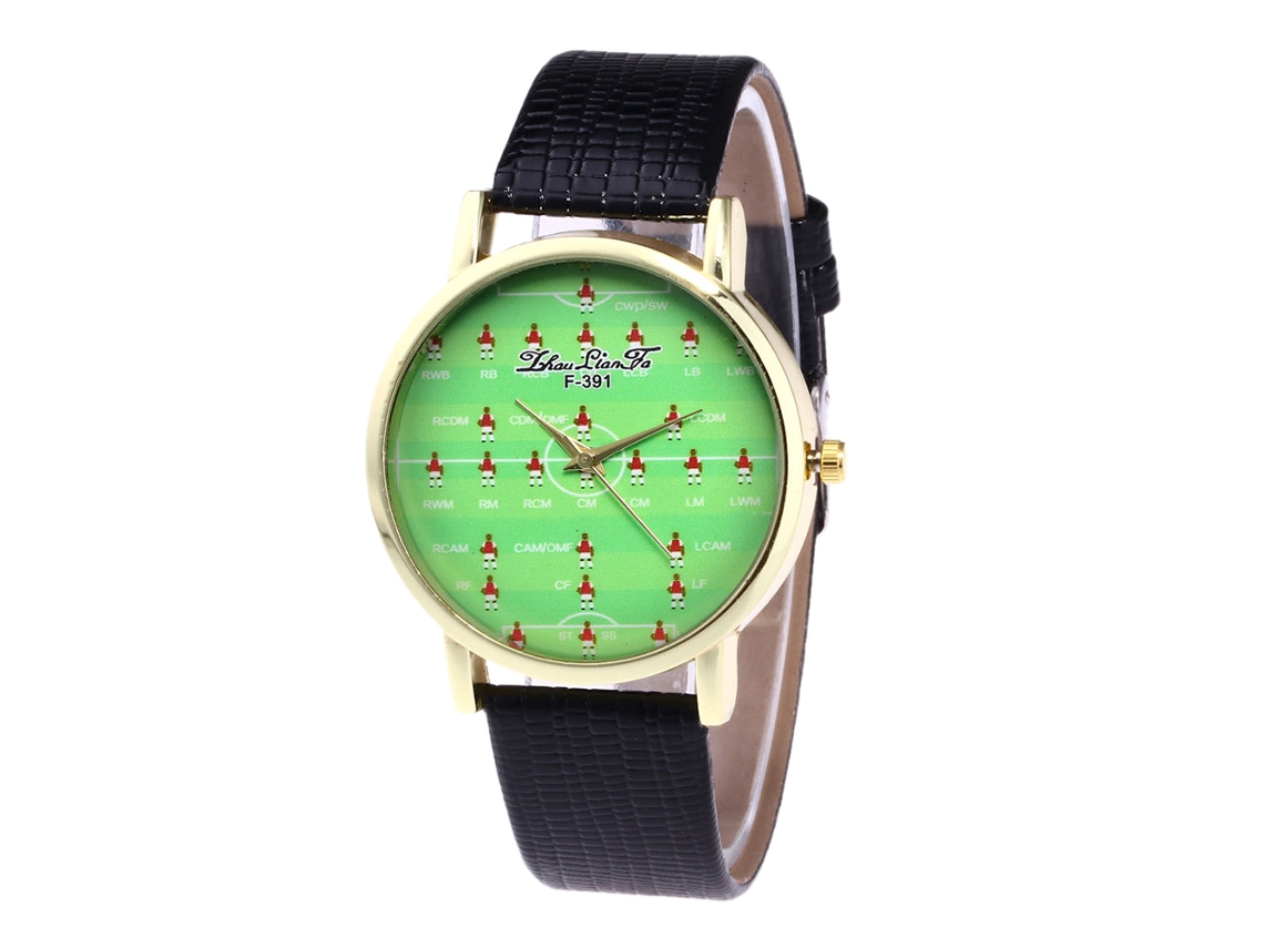 Relógio de Pulso de Quartzo com Pulseira Pu Estilo Moderno Padrão Esportivo Preto