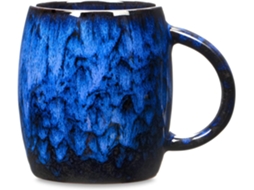 Caneca De Café Cerâmica 400ml, Grande , Feita À Mão, Com Esmalte Azul, Chá Inovadora Alça Para Escritório E Casa (azul Escur Aquaforge (14oz)