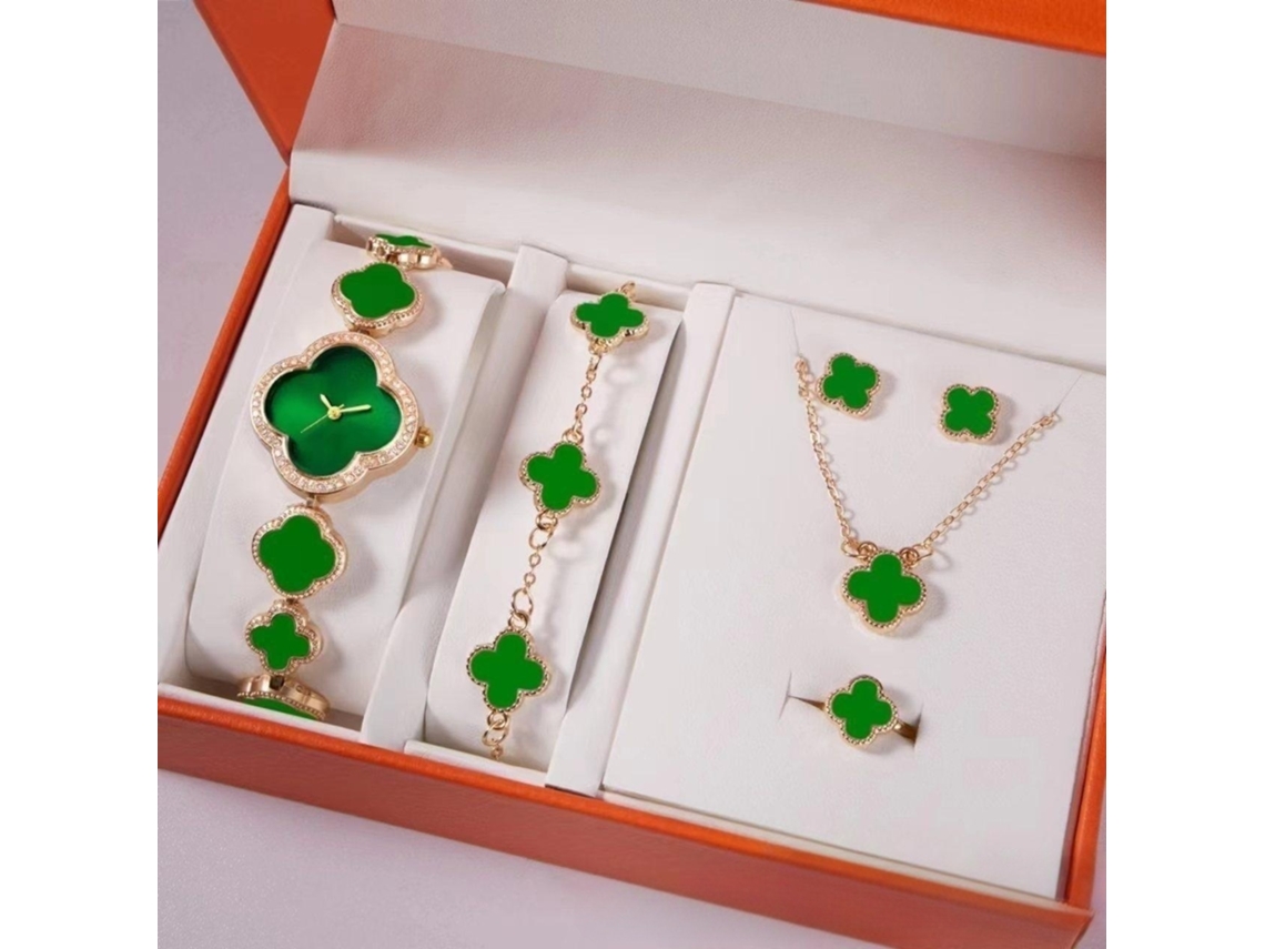 Conjunto de Presente Feminino com Relógio de Pulseira de Malha e Caixa Laranja SPQMENT