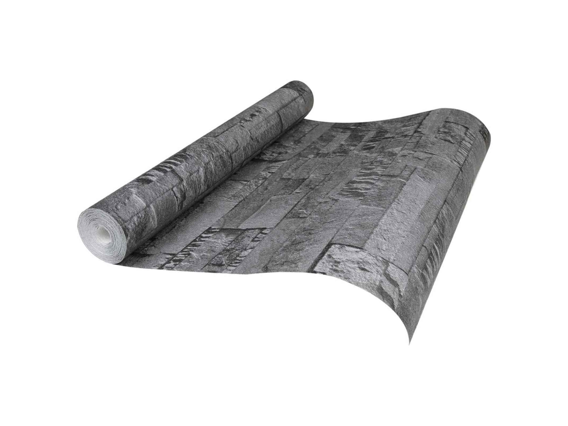 Vidaxl Papel De Parede 3d De Pedra Preto 10 X 0,53 M Tecido Não Tecido