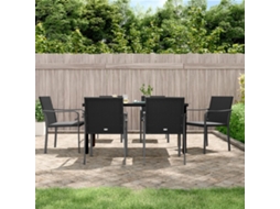Vidaxl 7 Pcs Conjunto De Jantar P/ Jardim C/ Almofadões Vime Pe E Aço