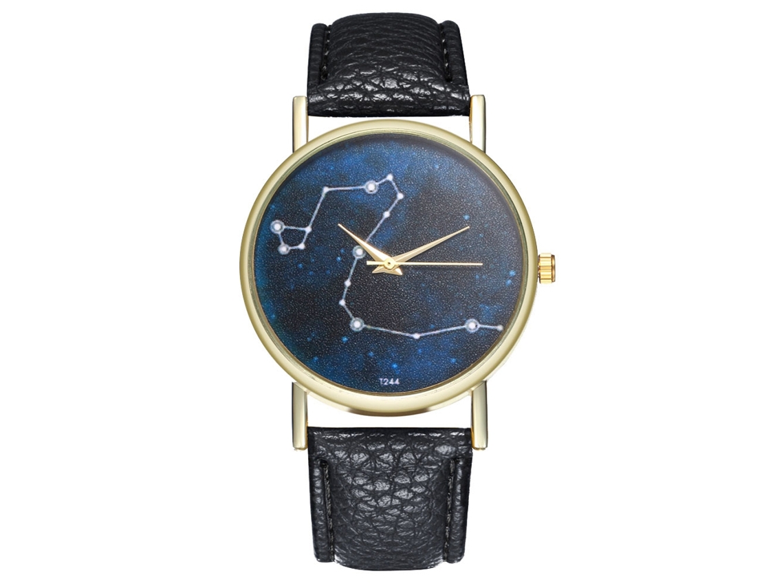 Relógio de Pulso Galaxy Watch de Quartzo Moderno Elegante com Cinto de Couro Preto