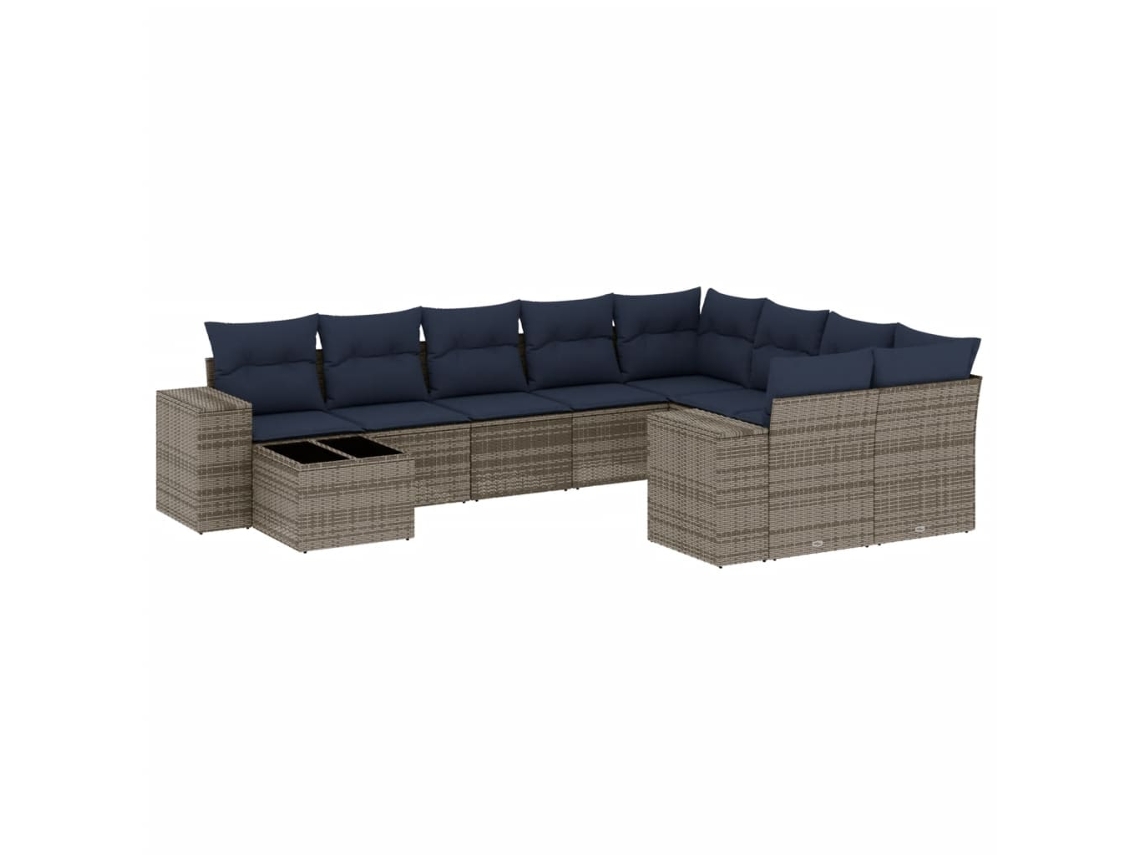 Conjunto de Sofá de Jardim, 10 Peças, Almofadas, Rattan Cinza MAISON EXCLUSIVE