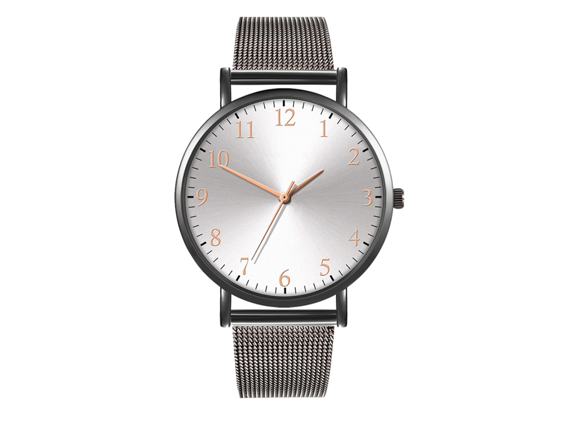 Reloj De Moda Para Parejas Con Correa De Malla Dial Redondo Cuarzo Unisex