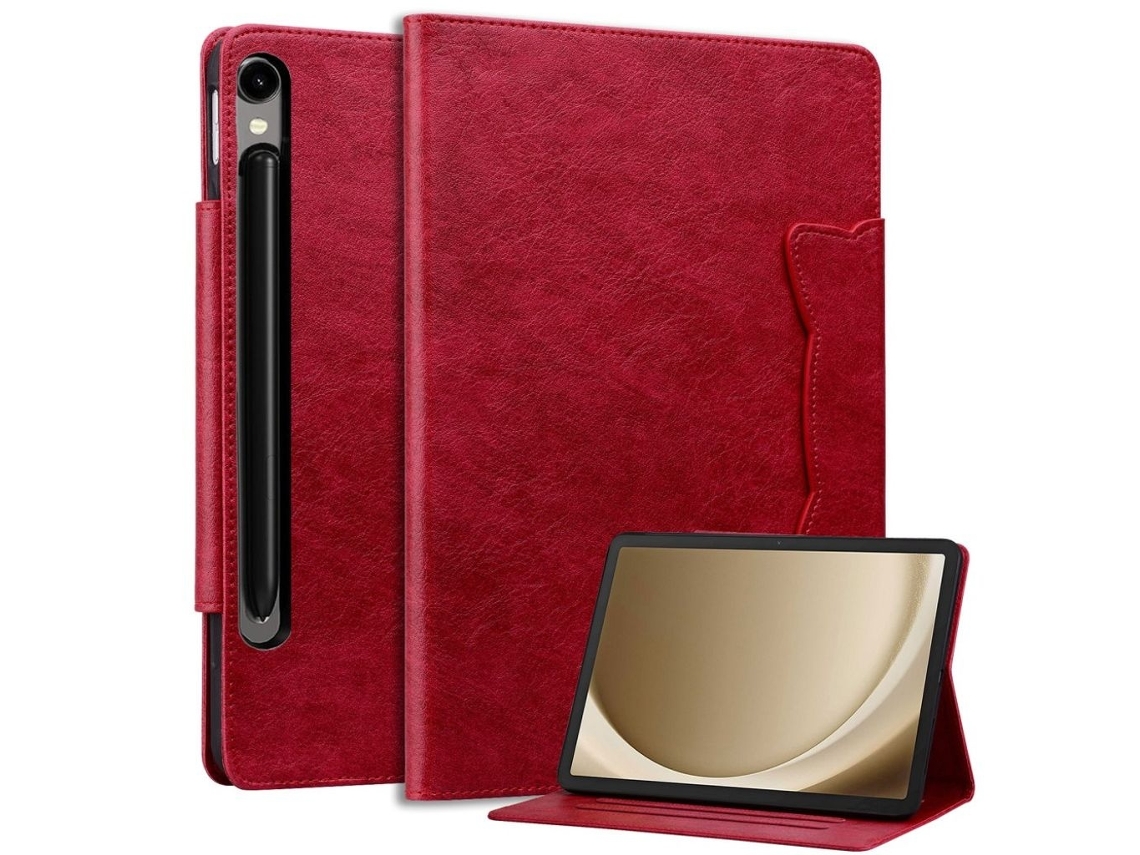 Capa com suporte para Samsung Galaxy Tab S11, vermelha
