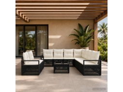 Vidaxl Conjunto De Sofá De Jardim 10 Unid. Preto Vime Pe