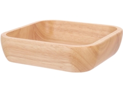 Tigela Quadrada de Madeira Seringueira. Rústica para Salada. Resistente e Lisa, Ideal Saladas, Arroz CHABERLU