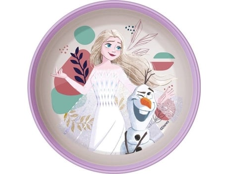 Prato Cuisines Tataway Bol Em Plástico Disney Frozen Elsa E Olaf Para Meninas Roxo E Branco Com Base Antiderrapante