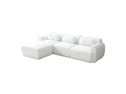 Sofá em chenille com espuma 30d na cor Marfim ORBITRA COMMERCE
