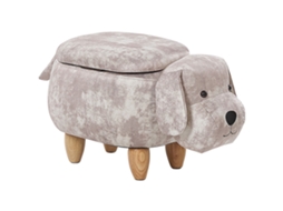 Tamborete BELIANI Doggy de Veludo Creme 62x36x38