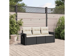 Vidaxl 3 Pcs Conjunto Sofás De Jardim Com Almofadões Vime Pe Preto