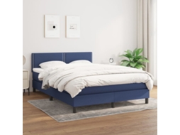 Vidaxl Cama Com Molas/colchão 140x200 Cm Tecido Azul