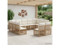 Vidaxl Conjunto De Sofás Para Exterior Natural E Branco Creme