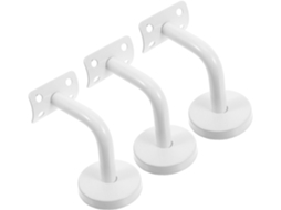 Conjunto De 3 Suportes De Aço Inoxidável Para Corrimão De Escada Na Cor Branca, Com Fixação Inclusa.