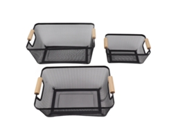 3pcs cestas de armazenamento de arame metálico de grande capacidade decorativas, ferro arte para livros, lanches, maquiagem preto S/MARCA