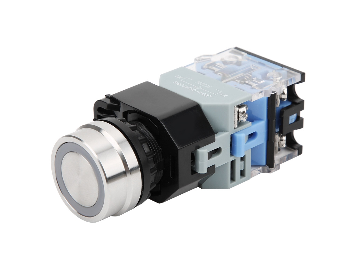 Botão De Pressão Com Luz Laxiscreed 22mm Para Tarefas Industriais, Ac220v, Auto-travamento, Interruptor Resistente E Seguro