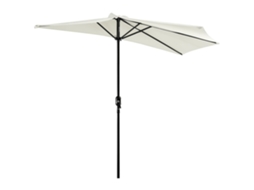 Meio Guarda-sol De Varanda Ø 2,7 M Com 5 Hastes Metálicas, Poliéster Creme.