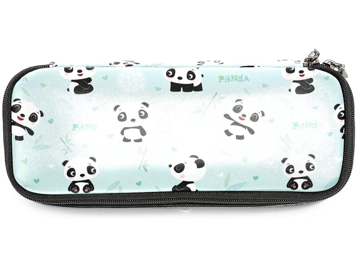 Organizador de bambu com estampa de panda, grande capacidade, ideal para escola, mesa de trabalho, adultos, meninas e meninos.