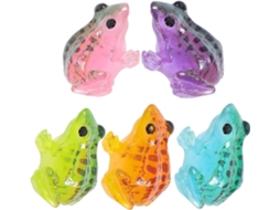 Kit de 5 Miniaturas de Sapos em Resina, nas Cores Laranja, Azul, Verde, Rosa e Roxo, Ideais para Decoração de Casa e CHABERLU