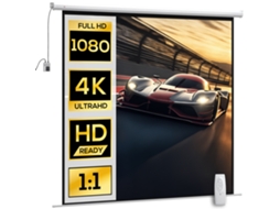 Tela Retrátil Motorizada para Projetor 120" com controle, plástico e metal, 236.5x8x236.5 cm, branco BTFORUS