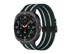 Pulseira De Nylon Trançado Elástico Listrada Com Fivela De Paraquedas Para Samsung Galaxy Watch Ultra 47mm