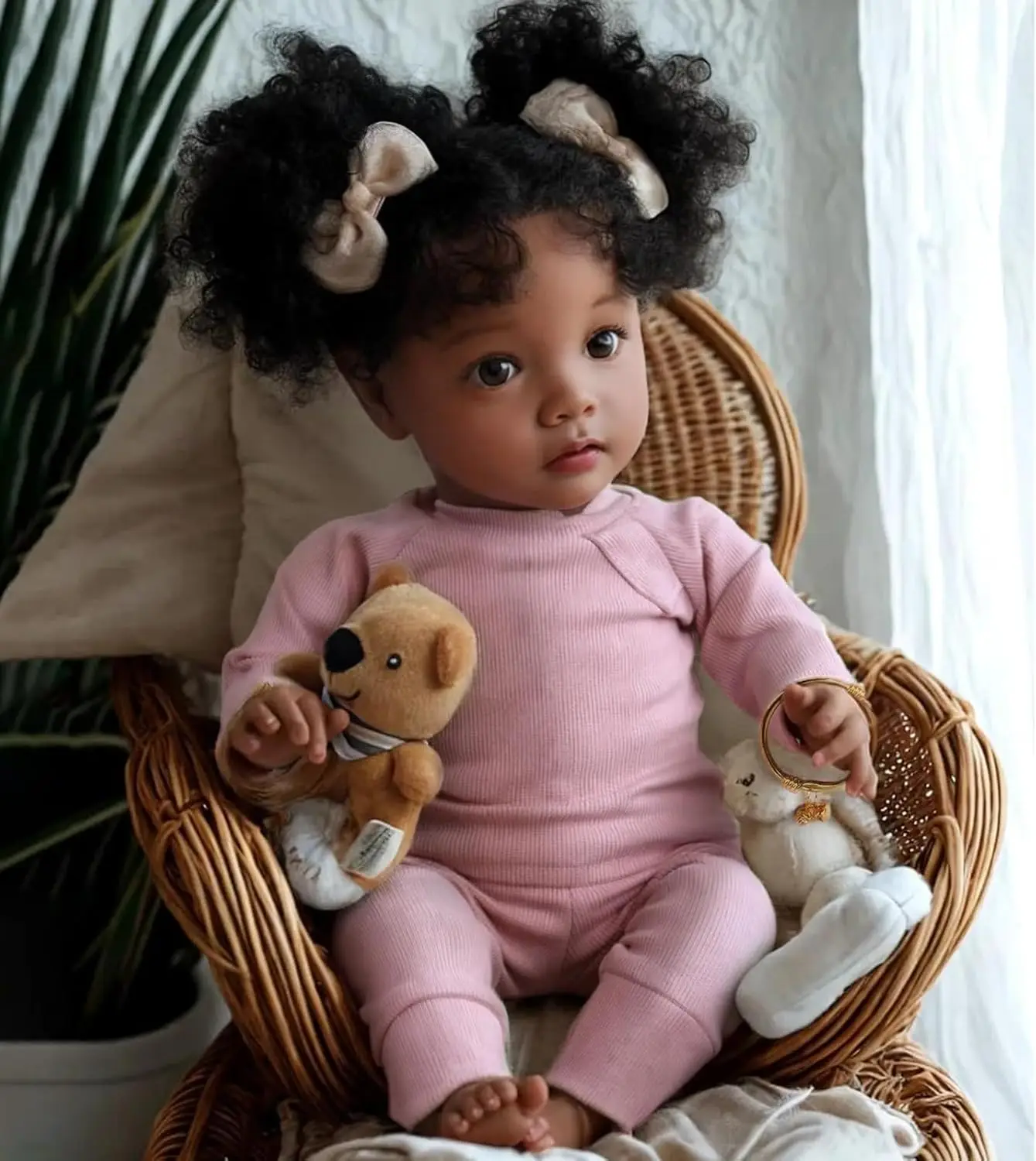 (preta) Boneca Missy Recém-nascida De Vinil Macio De 56 Cm (22 Polegadas), Bebê Afro-americana Realista
