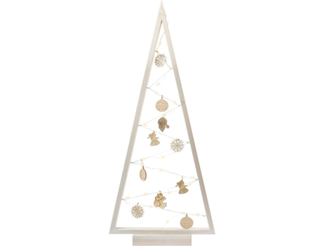 Árvore de Natal de Madeira BOGATECO com Led de 104Cm de Altura Decoração em Madeira Incluída Decorações de Natal 100 Leds