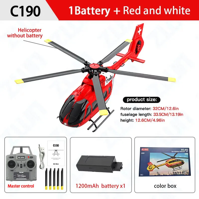 (vermelho) Helicóptero De Brinquedo Com Controle Remoto, 2.4g, Giroscópio De 6 Eixos, 6 Canais, Função De Manter Altitude