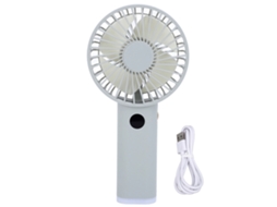 Ventilador portátil de mão USB, recarregável, 5 velocidades, luz noturna, ajustável 90°, com base azul S/MARCA