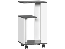Mesa De Cabeceira Com 4 Rodízios, 3 Prateleiras, 35 X 29,5 X 65,5 Cm, Cinza/branco Ehstmind