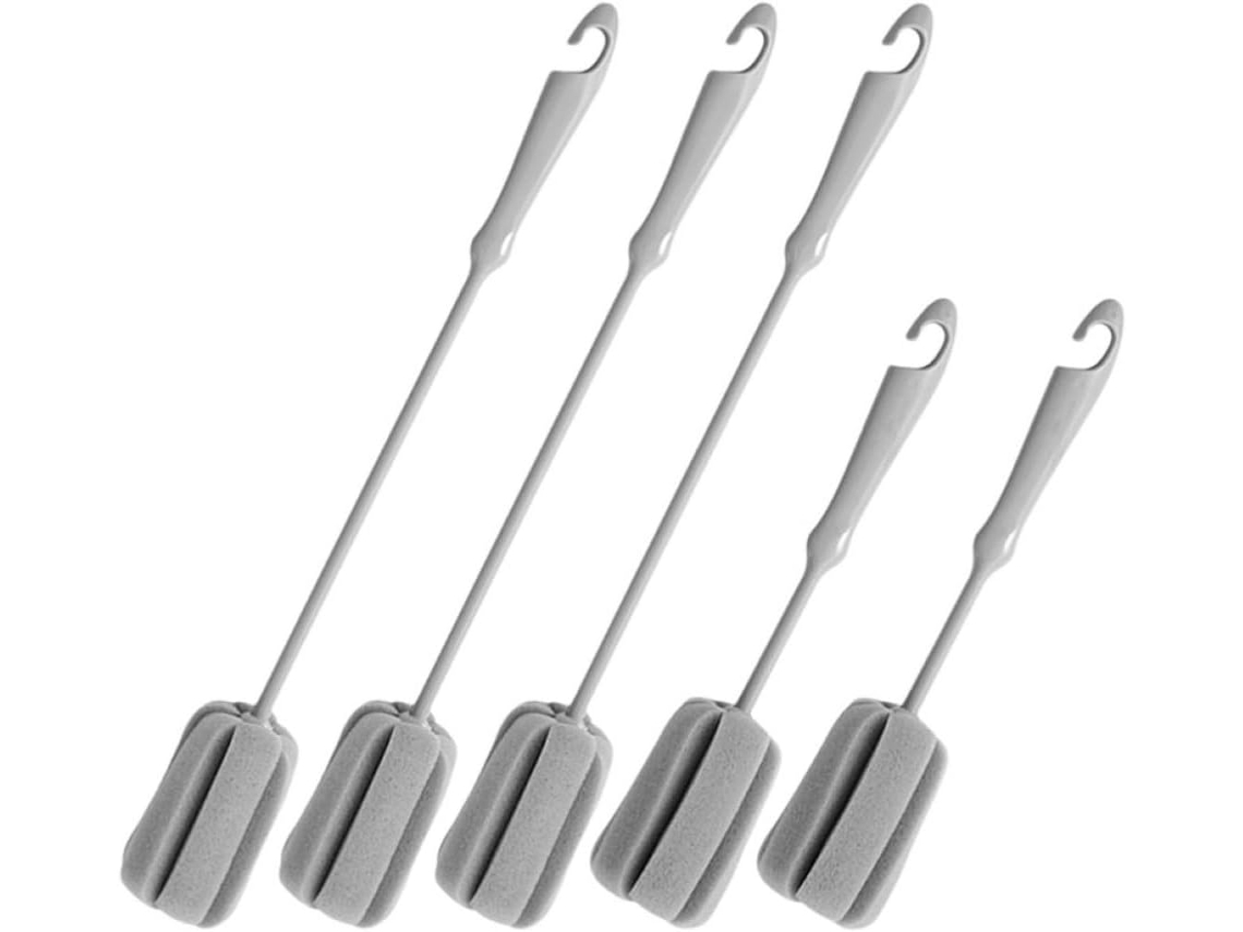 Conjunto De 5 Escovas E Esponjas Cabo Longo Para Limpeza Garrafas Copos, Adequadas Para Garrafas Térmicas E Recipientes