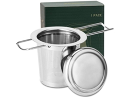 Infusor De Chá Em Aço Inoxidável 304 Com Tampa E Alça Dobrável, Filtro Para Bules, Xícaras E Canecas Para Preparar Chá A Granel, Pacote Com 1 Unidade
