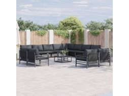 Vidaxl Conjunto De Sofá De Jardim Com Almofada 12 Pcs Preto Aço