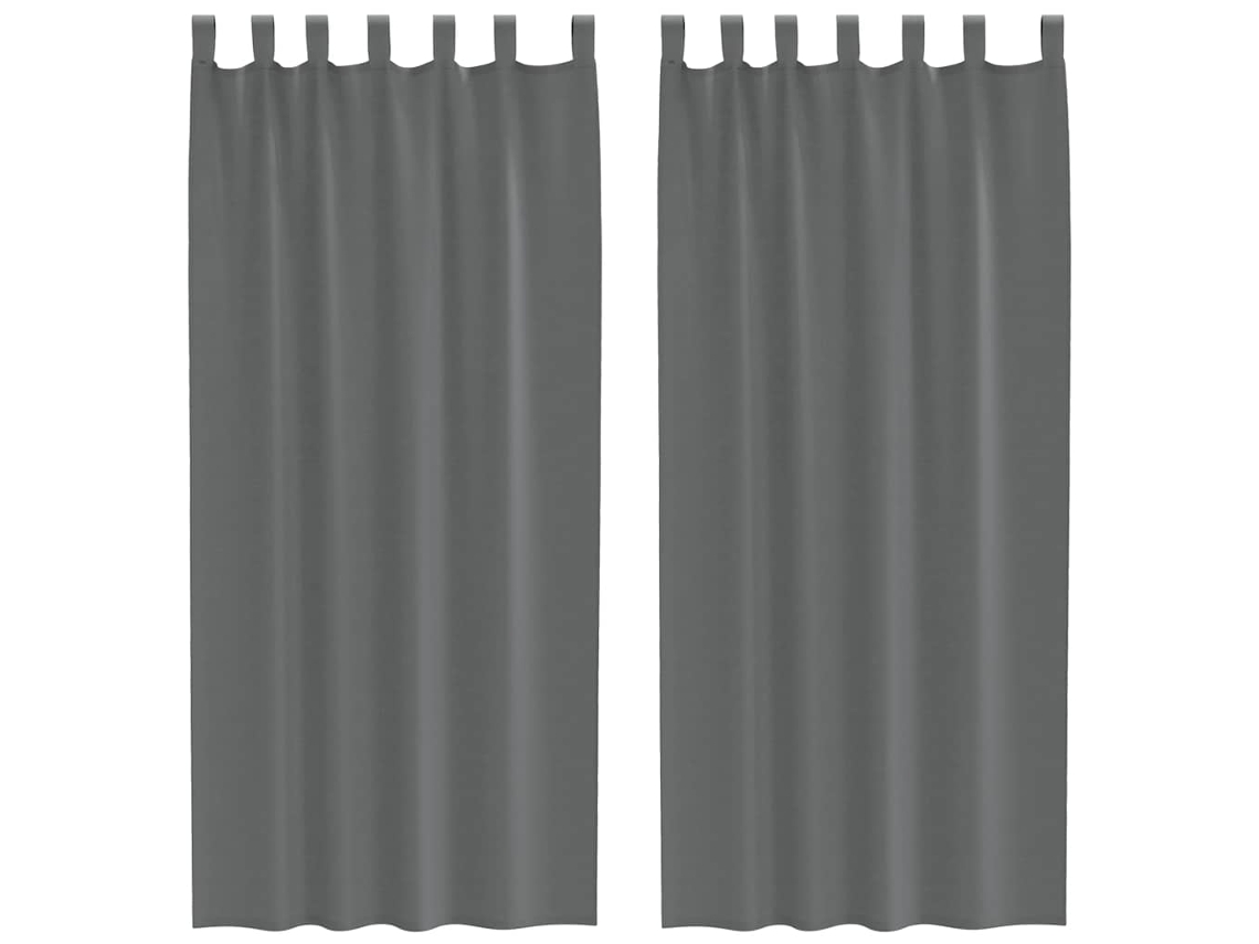 Maison Exclusive - Cortinas De Voile Com Laços 2 Pcs Cinzento-escuro 140x225 Cm
