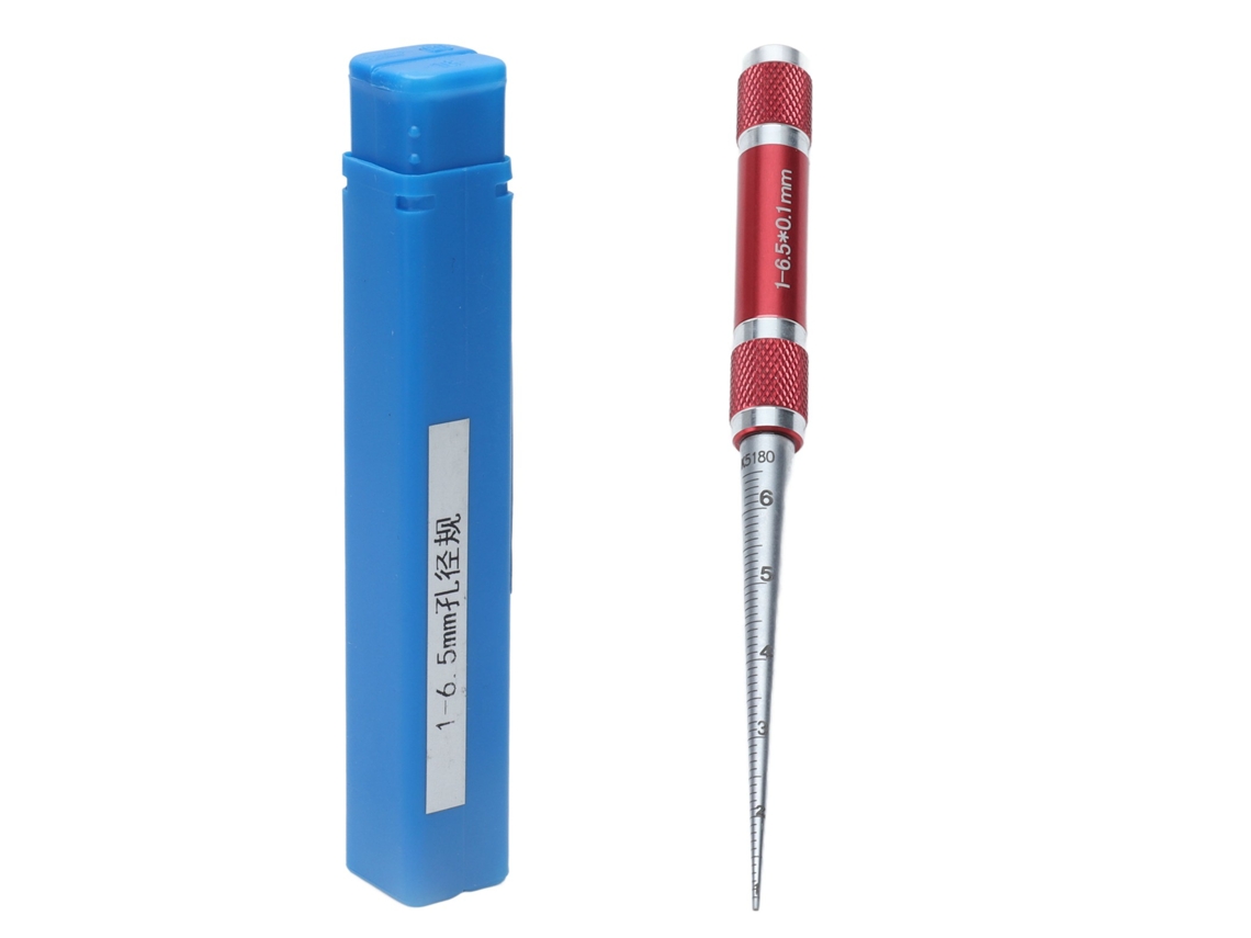 Medidor de furo cônico em aço inoxidável, ferramenta para medir diâmetro interno de 1 a 6,5 mm