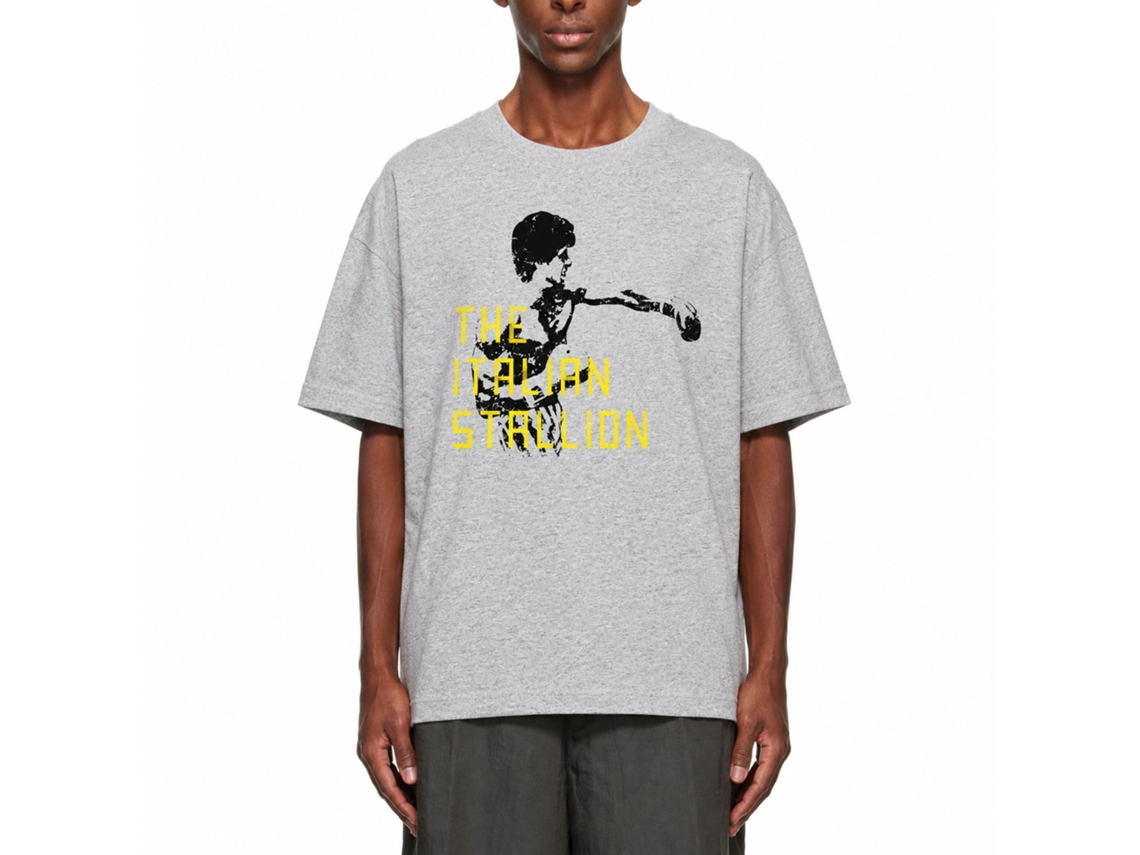 Rockinstone Rocky Movie The Staillion Block Text Heather Gray Adult T-shirt Size:xl