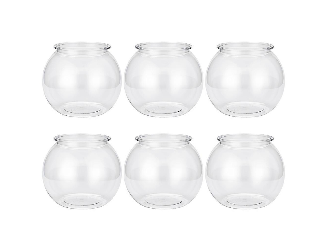 Rebe 6 Vasos de Plástico Transparentes para Terrário, Aquário, Floreros, Recipientes de Doces, Decoração de Mesa 12,5x12,5x10cm Transparente