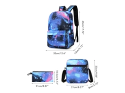 Conjunto 3 em 1 Mochila Escolar Infantil com Bolsa Transversal e Estojo Cartoon para Presente