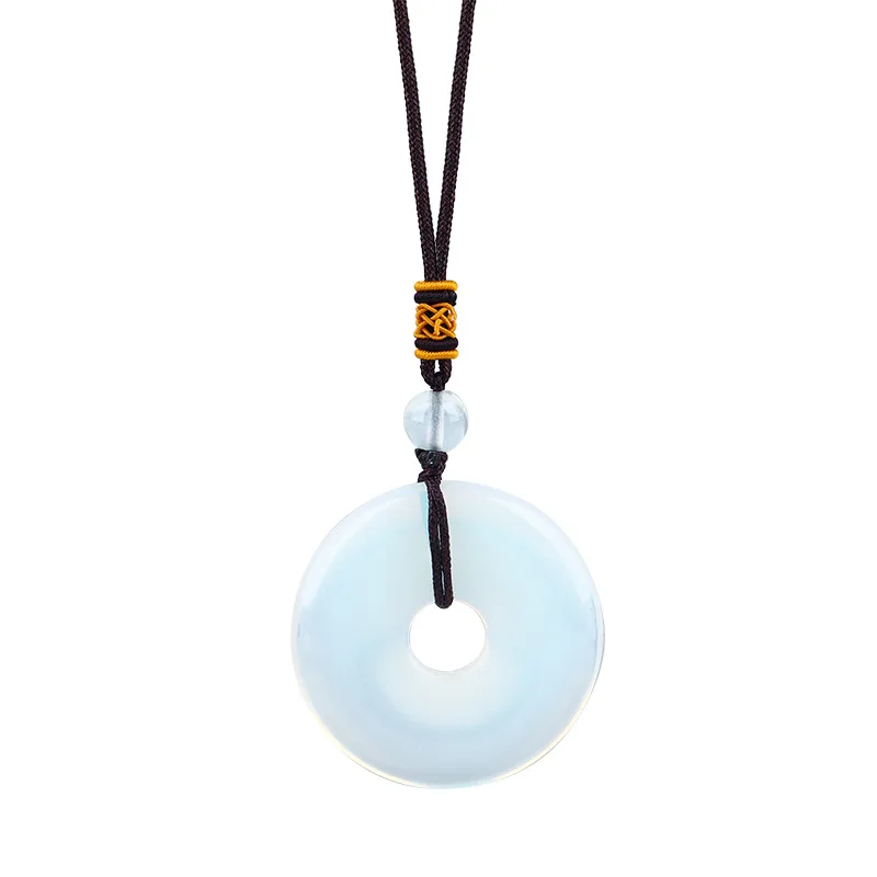 Colar com Círculo de Cristal de Cura Reiki em Formato de Rosquinha Joia para Presente MDUG