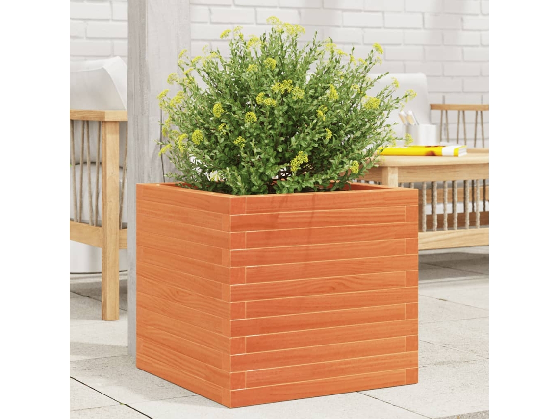 Vidaxl Vaso/floreira De Jardim 50x50x46 Cm Pinho Maciço Castanho-mel