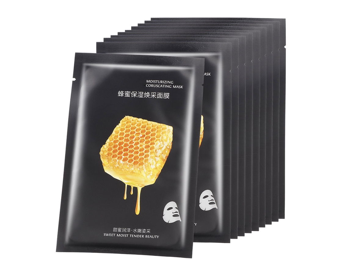 10pcs Mascarilla Facial Ultra Delgada Concentrada De Miel Nutritiva Hidratante Y Humectante