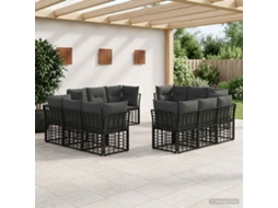 Vidaxl Conjunto De Sofás Para Exterior Preto Poliéster
