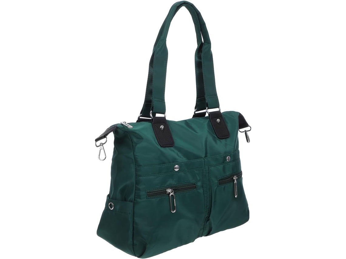 Bolsa De Ombro Feminina Grande Em Nylon Com Vários Compartimentos E Fecho De Zíper.